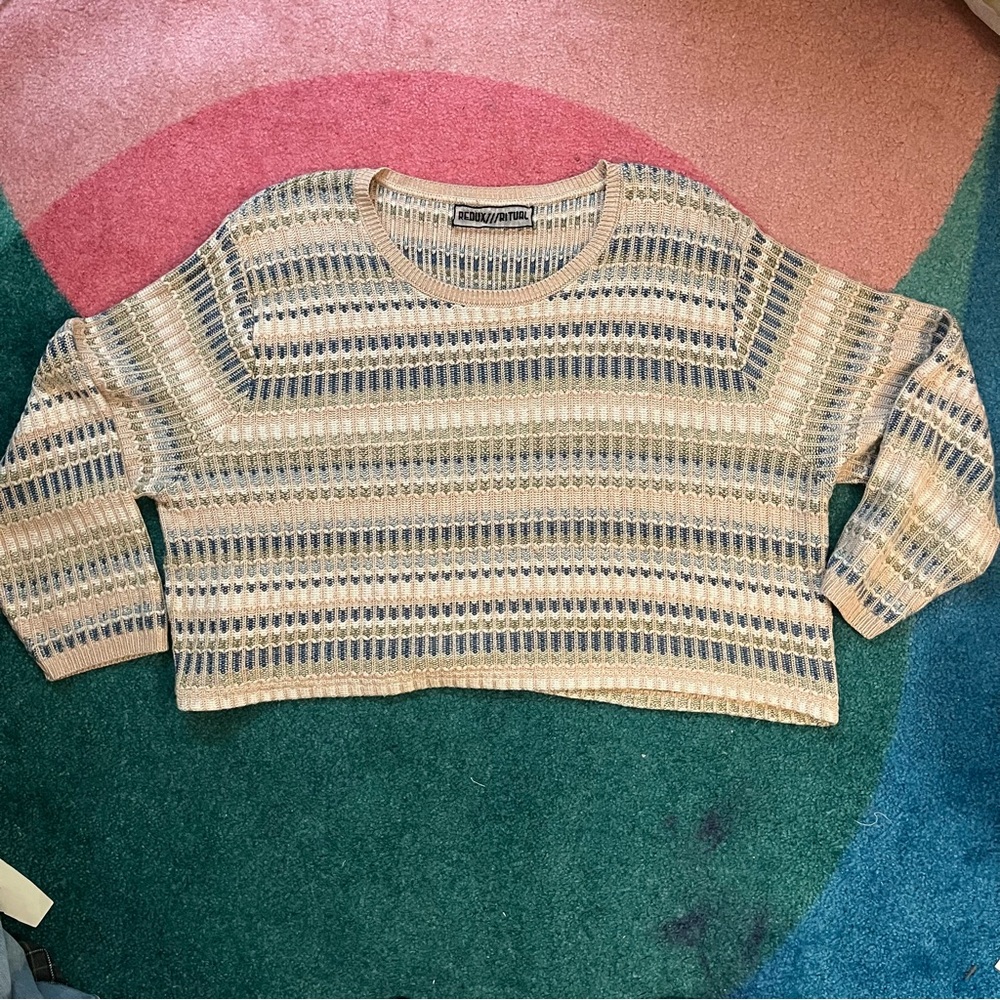 Knit Sweater Cropped Boxy Half Sleeves Cozy Oversized Cottagecore Redux Ritual
